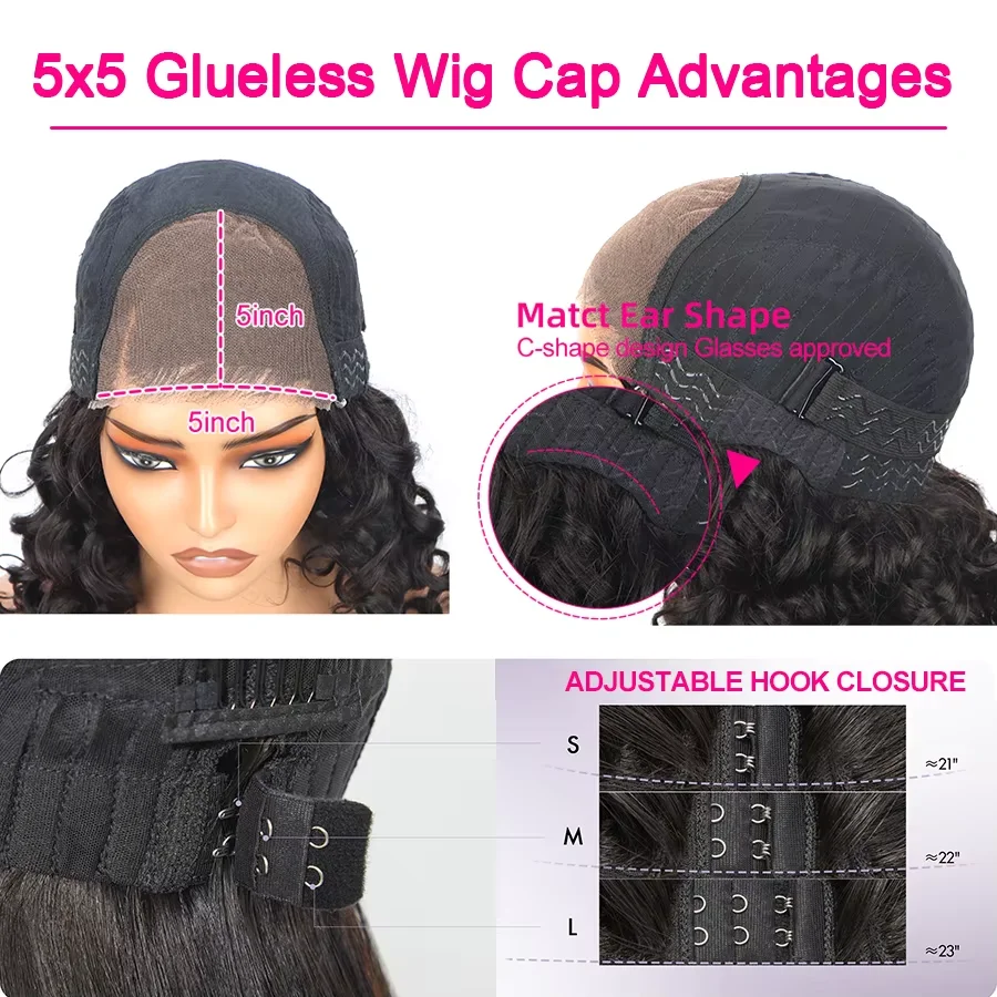 簡単インストール 1B/27/レッド 30 インチ事前摘み取られた人毛ウィッグ 5x5 レース閉鎖グルーレス実体波 200 密度初心者に優しい