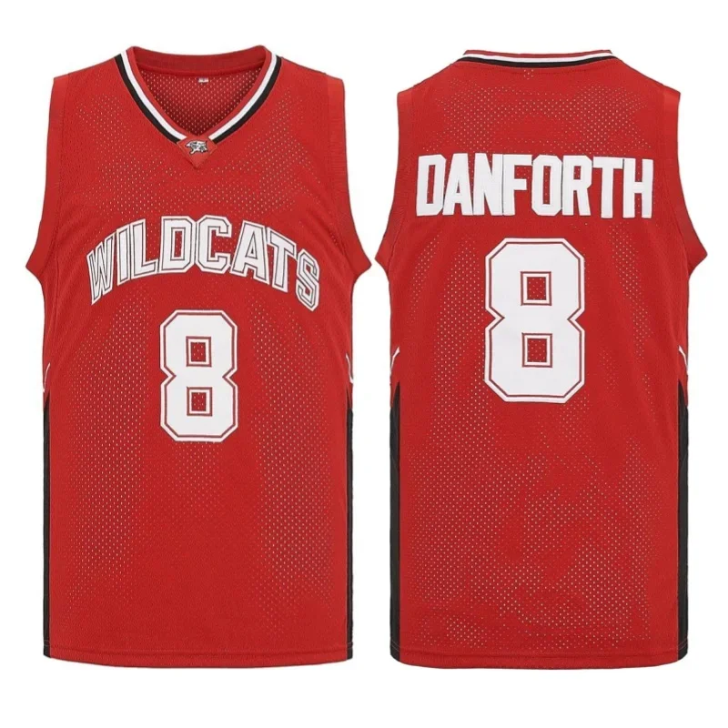 Movie Wildcats High School #8 Chad Danforth Basketball Jersey Sports Shirt Cosplay Mens Tops LOGO Sewing Embroidery