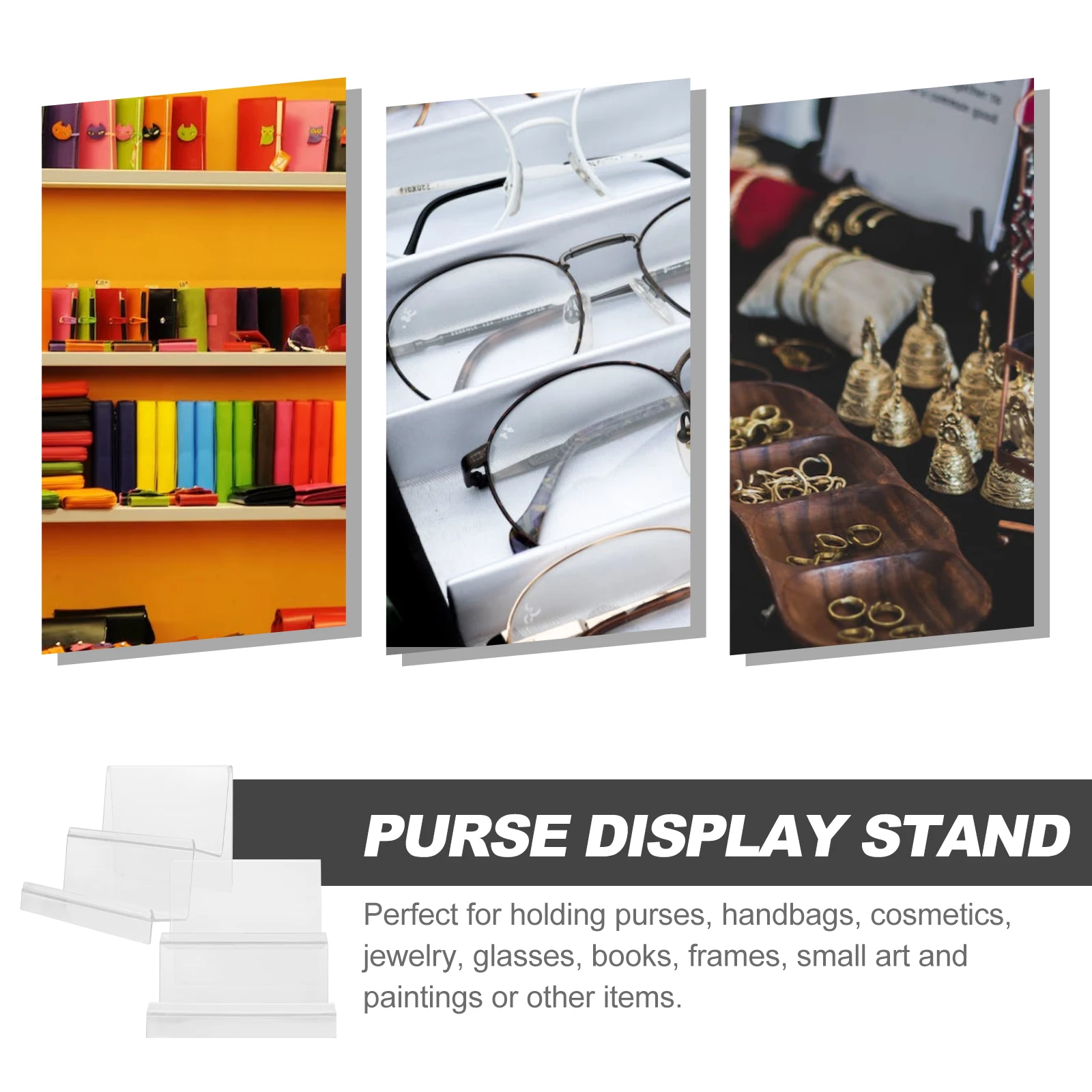 

2pcs Purse Storage Rack Wallet Display Stand Acrylic Clear Organizer Home Decor Shop Accessories Storage