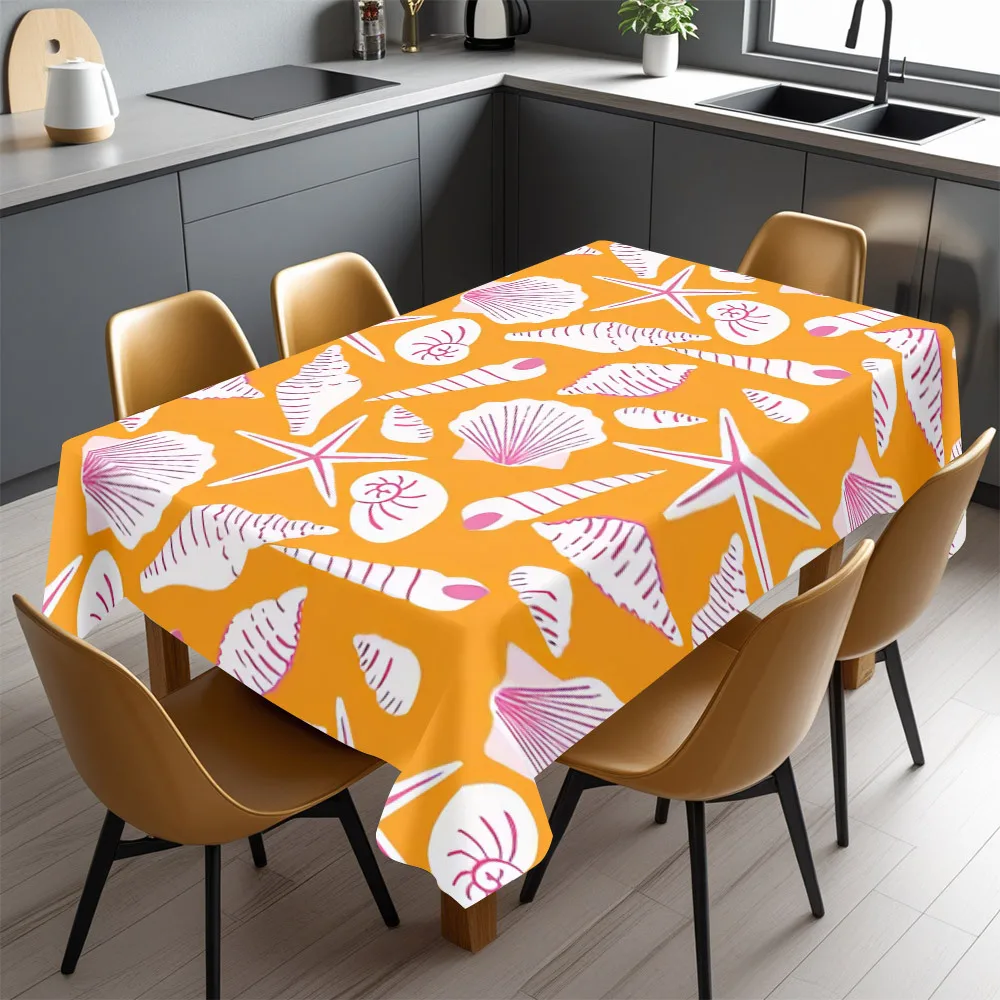 Vibrant Tropical Beach Ocean Theme Tablecloth Waterproof Spillproof Dining Table Cover for Party Decor