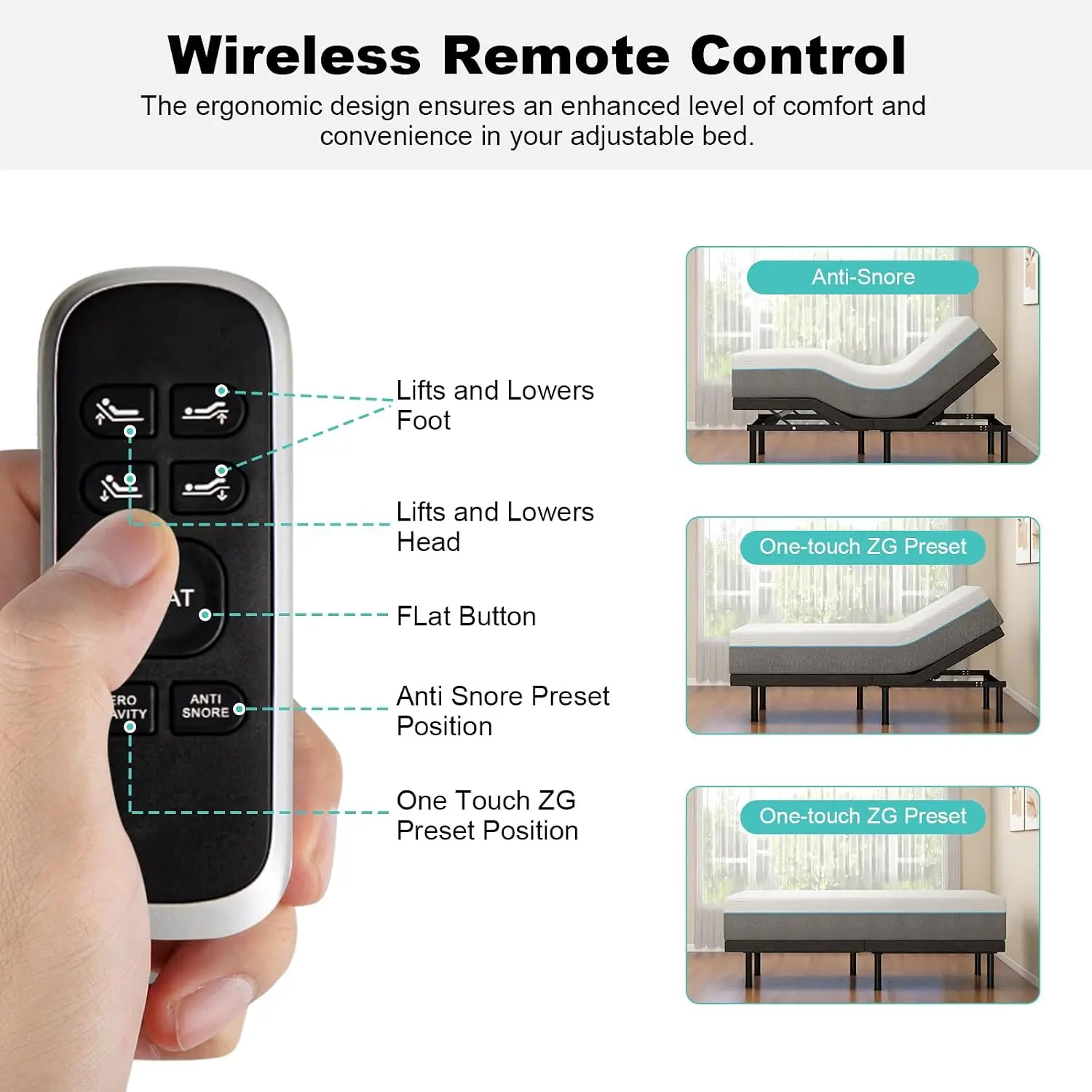 Twin XL Adjustable Bed Frame, Thickened Metal, Wireless Remote, Head & Foot Lift, Zero Gravity, e, Customized