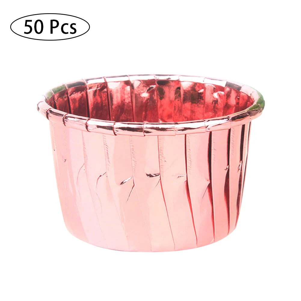 50pcs Large Rolled Cups Rimmed Cake Cups Gold Baking Dessert Table Disposable Commercial High Temperature Muffin Cups