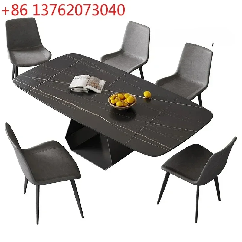 Nordic light luxury rock slab dining table and chair combination modern simple home rectangular retro dining table