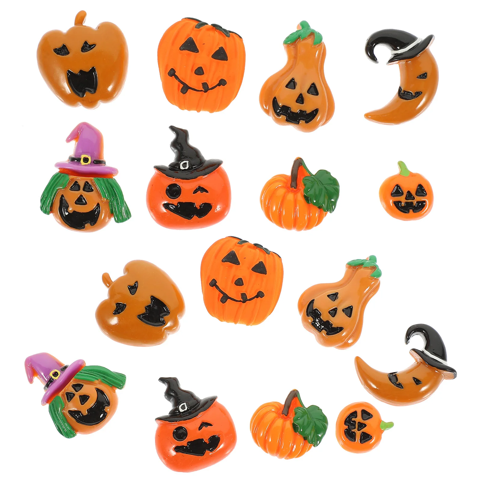 24 Uds. De dijes de calabaza de resina para Halloween, Mini adornos de calabaza con parte posterior plana, decoración para teléfono DIY, suministros para fabricación de joyas