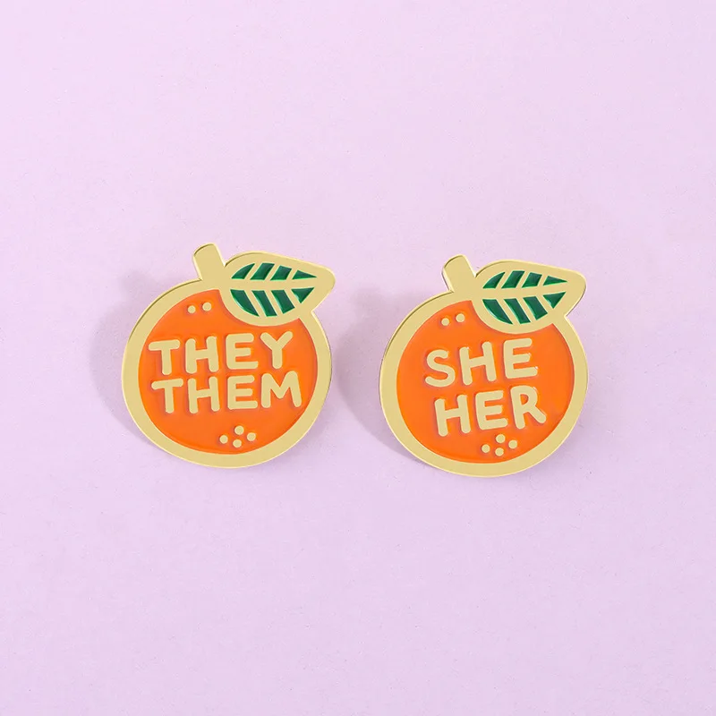 2Pcs Pronoun Enamel Pins Set 