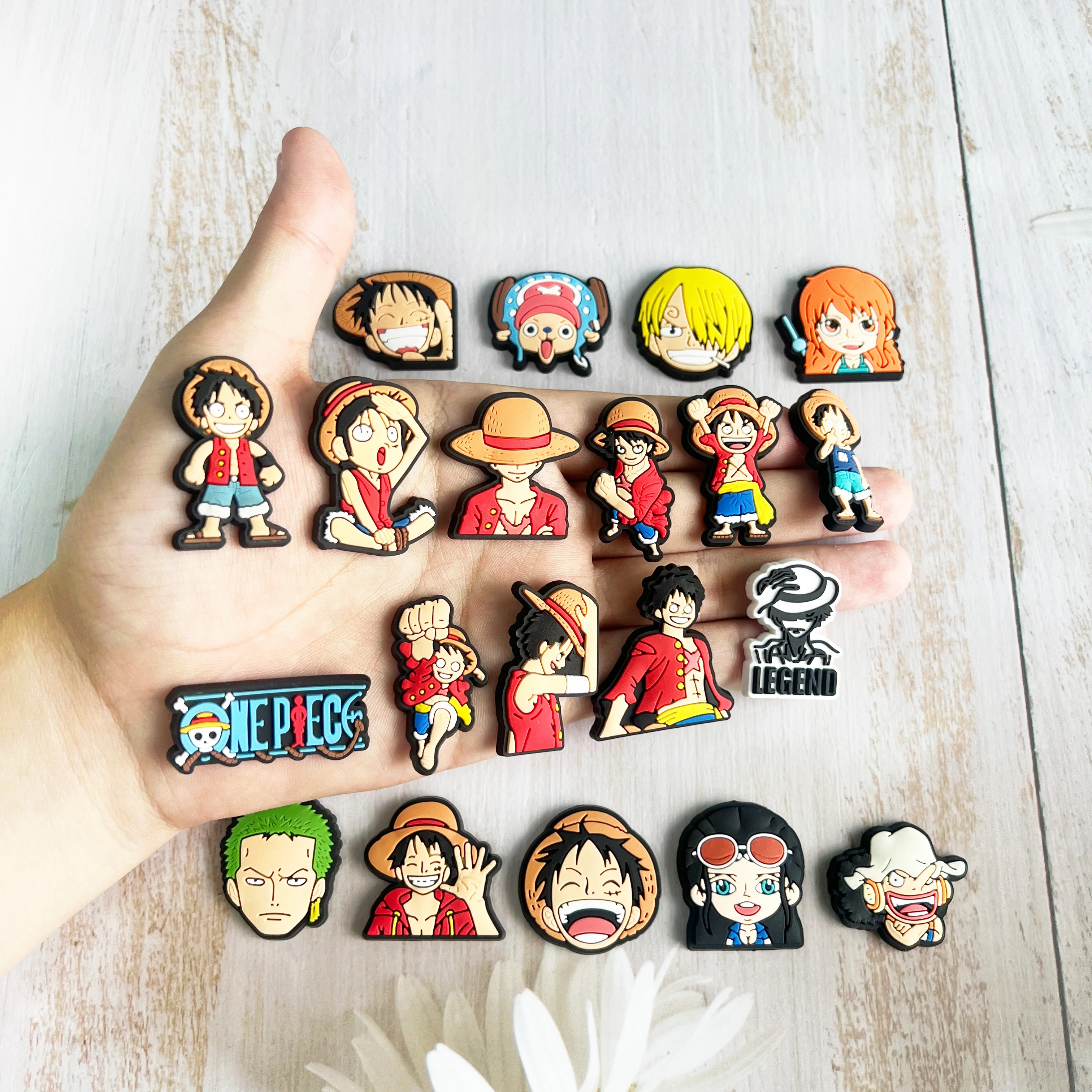 19pcs/set New One Piece Luffy for Cartoon Shoe Charms Accessories DIY Shoe Decoration Buckle for Classic Clog Kids Gifts