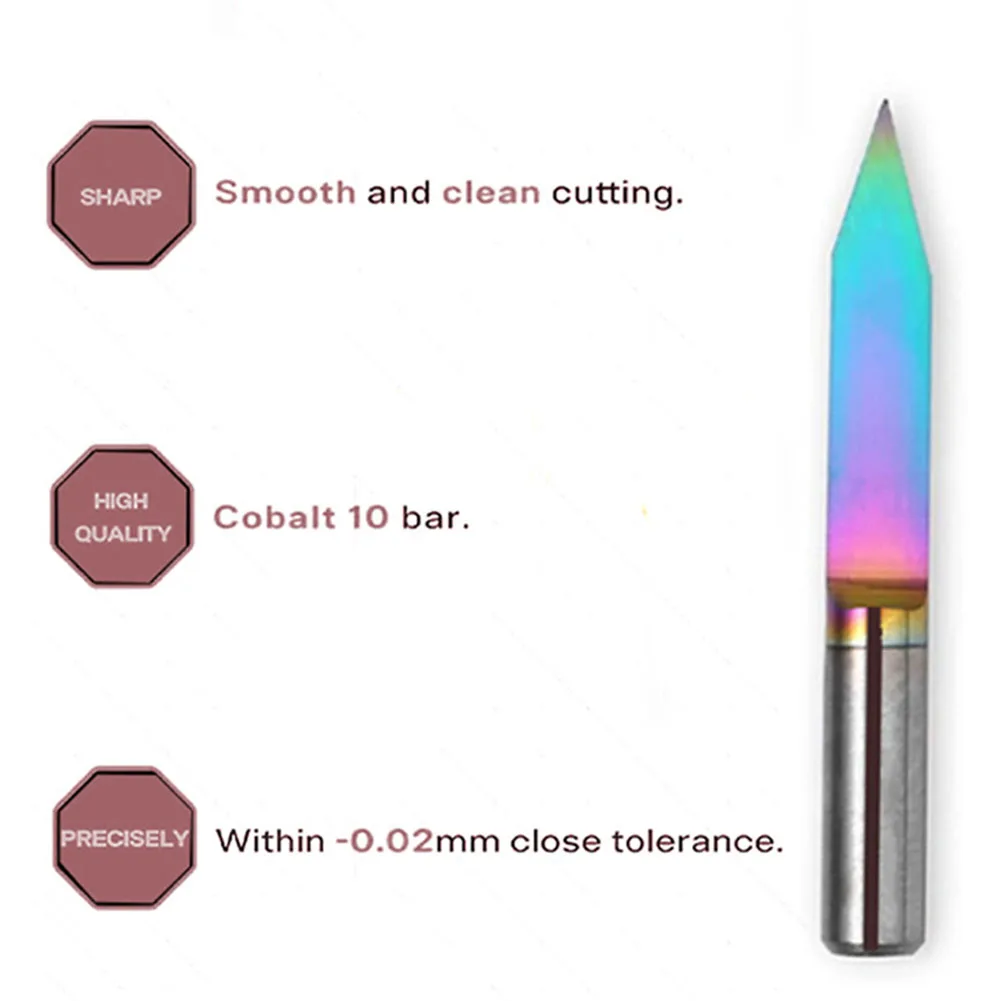 3-Piece V Shaped Taper Ball Nose End Mill Set Compatible with Wood Plastic and Aluminum HRC55 Material CNC Router