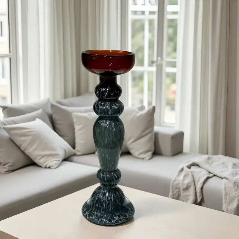 Modern French Retro Glass Candle Holder Light Luxury Wedding Centerpiece Home Decor Elegant Table Decoration for Restaurant