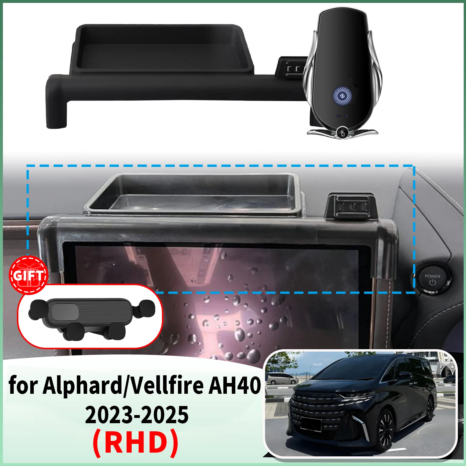 

for Toyota Alphard Vellfire 40 AH40 2023-2025 RHD ​​​​Specific Dashboard Navigation Phone Holder Mount Design Car​​ accessoires