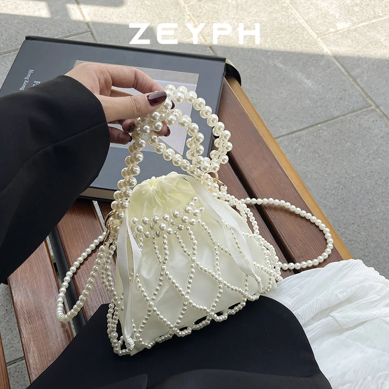 

Zeyph Cut Out Drawstring Pearl Designer 2025 Women S Medium Tote Bag Dinner Bag Pearl Bag Crossbody Bag