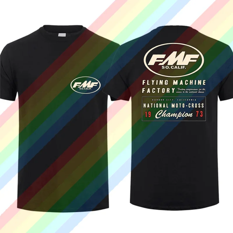 

2024 Summer Mens Round Neck Fashion Clothing Short Sleeves 100%Cotton T Shirt Cool Top FMF Racing Exhaust Ama Motocross S-3XL