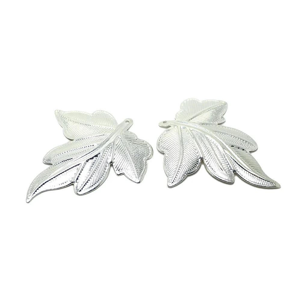 2pcs Leaves Charms,Silver Color Plated Brass Pendant,35x30mm Necklace Earring Dangle, Jewelry Necklace Making