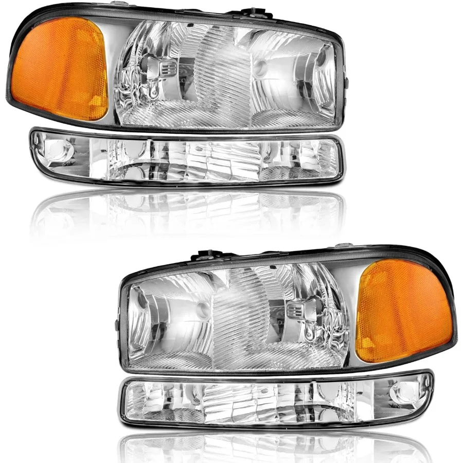 مجموعة المصابيح الأمامية لـ 9906 GMC Sierra 1500 1500HD 2500HD 3500 و0006 Yukon XL 1500 2500 متوافقة مع 2007 GMC Sierra 150