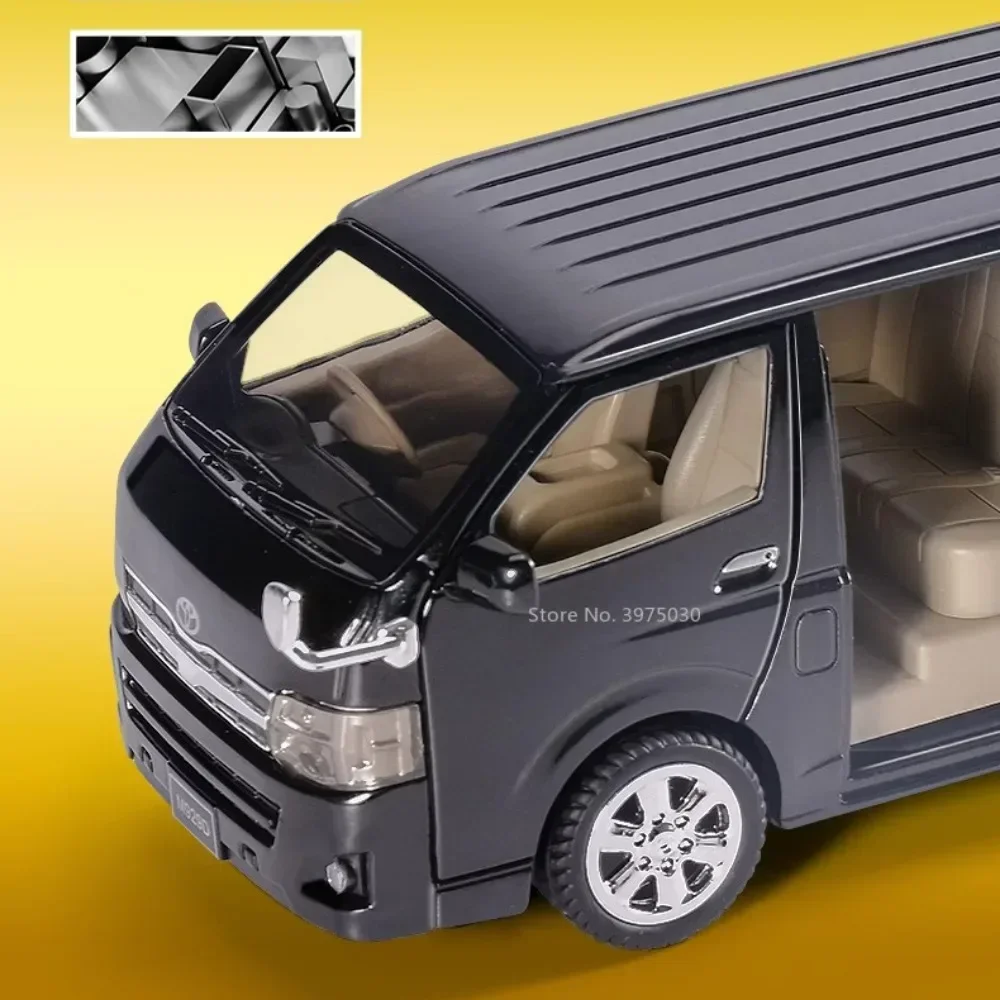 1:32 Toyota Hiace MPV Zinc Alloy Car Model Toys Diecast Van Simulated Business Vehicles Light Sound Toys For Boys Birthday Gifts