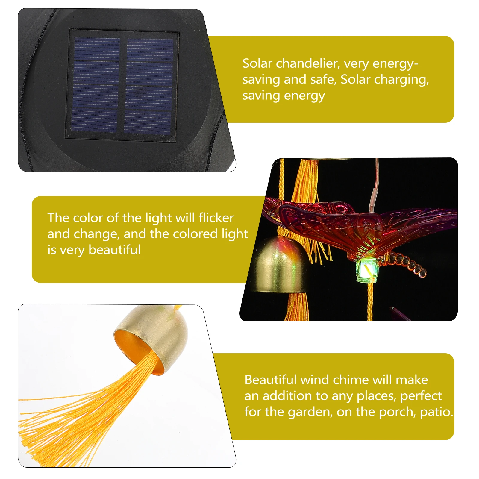 

Solar Wind Chime Pendant Butterflies Bells Hanging Garden Decor Solar Lighting Wind Bell Pendant Balcony Hanging Decor