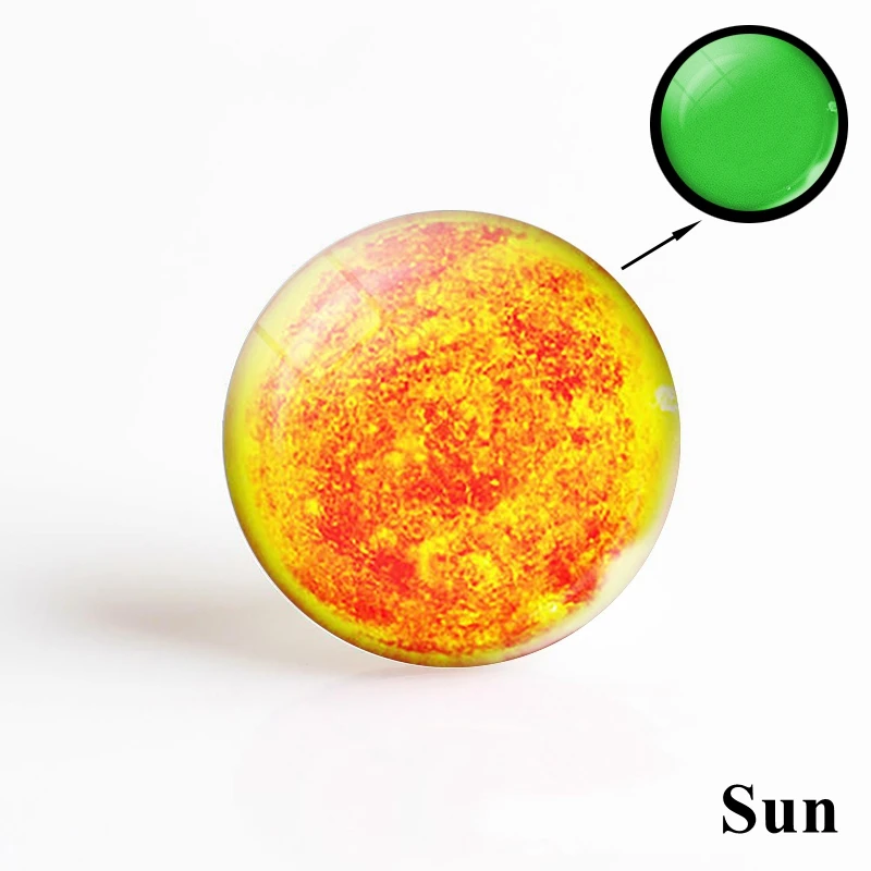 1PCS Glow In The Dark Solar System Planet Moon Earth Picture Round Glass Cabochon 12/16/20/25/30/40MM Diy Jewelry Accessories