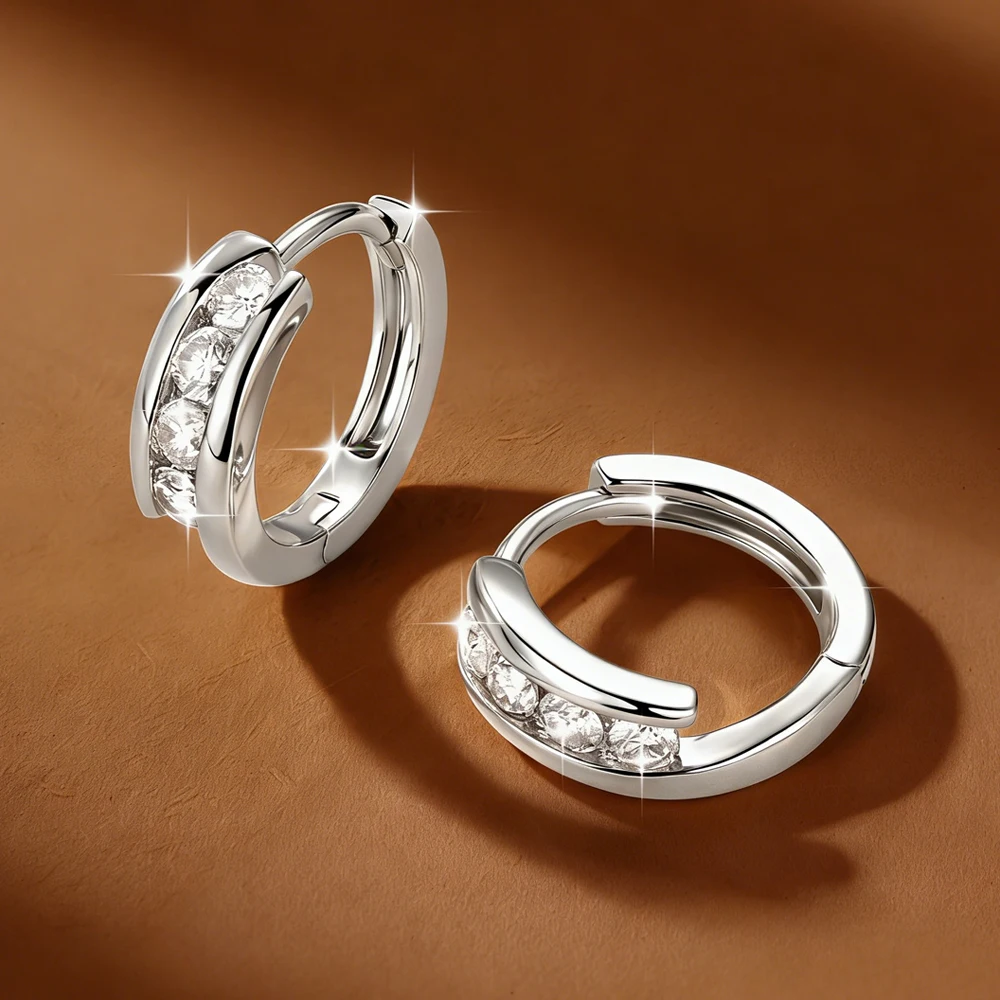 Anziw 2026 New Fashion 2.5MM D Color Moissanite Hoop Earrings for Women 14k Gold Filled Huggie Earrings Engagement Jewelry Gift
