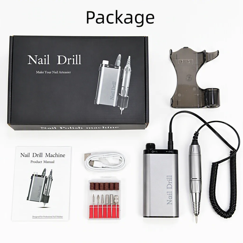 Portable Cordless Nail Drill 35000RPM Rechargeable Electric Nail File Efile Acrylic Gel Nails Manicure Pedicure Salon Home