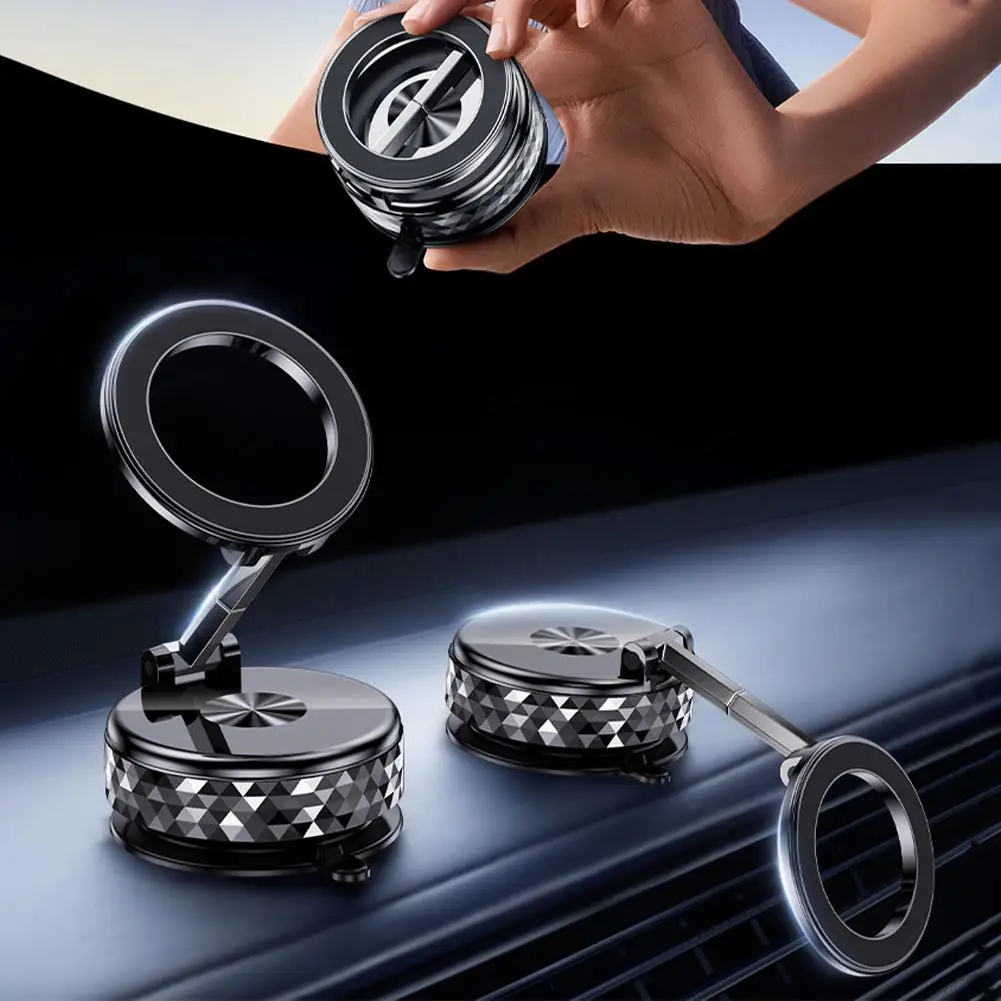 

Universal Vacuum Magnetic Car Mount Phone Holder Foldable Design 360° Adjustable Strong Suction Cup Phone Bracket for Car/Desk