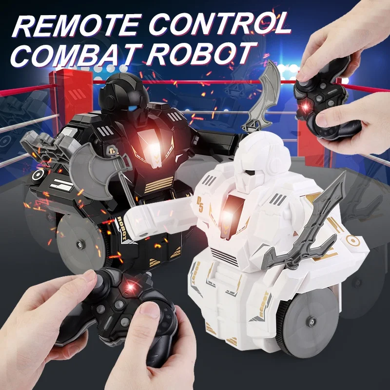 Hot 2.4G RC Battle Robot Toy Fighting Boxing Rotating Combat Interactive Kids Toy Remote Control Robot Gift for Boys Child