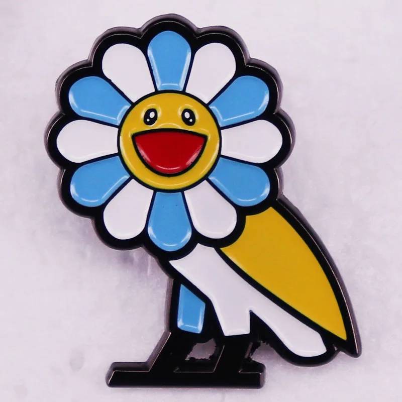 Słonecznik sowa emaliowana szpilka artystyczna sztuka artystyczna plakietka na plecak akcesoria odzieżowe