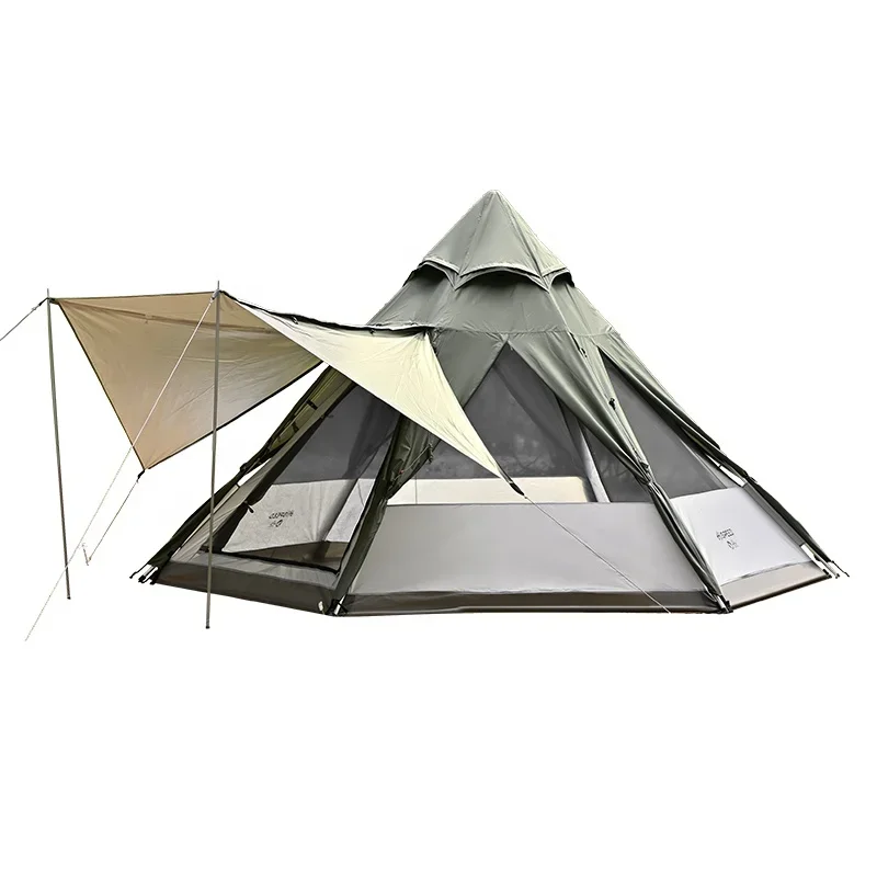 

Automatic Pyramid Tent Double Layer PU2000MM Camping Outdoor Waterproof Large Family Tents Instant With Canopi