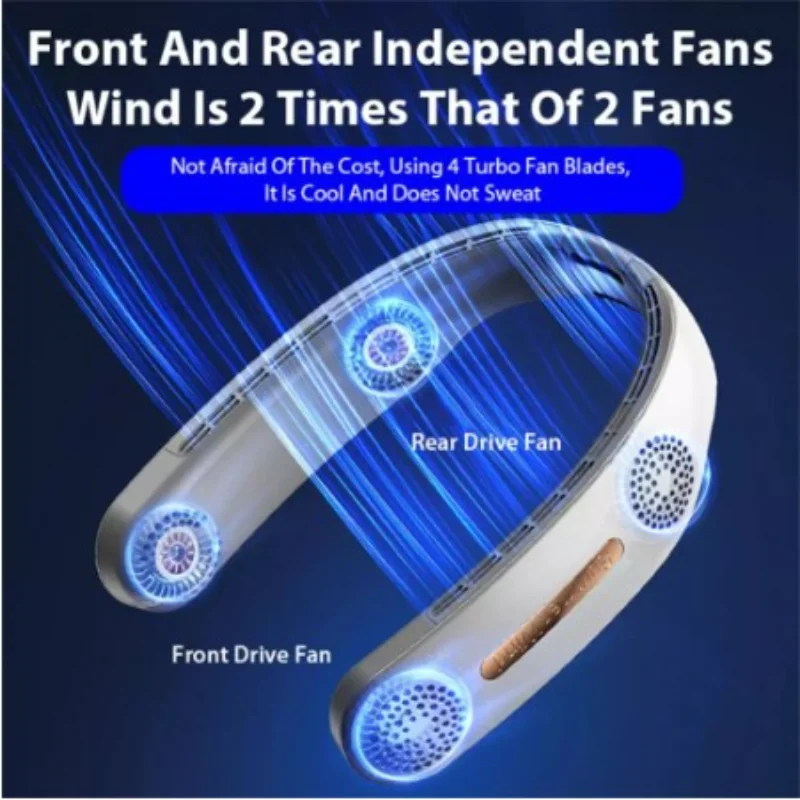 Rechargeable Wearable Head Fan Hands Free USB Mini Fan Traveling Outdoor Sports Fans Portable Lazy Bladeless Hanging Neck Fan