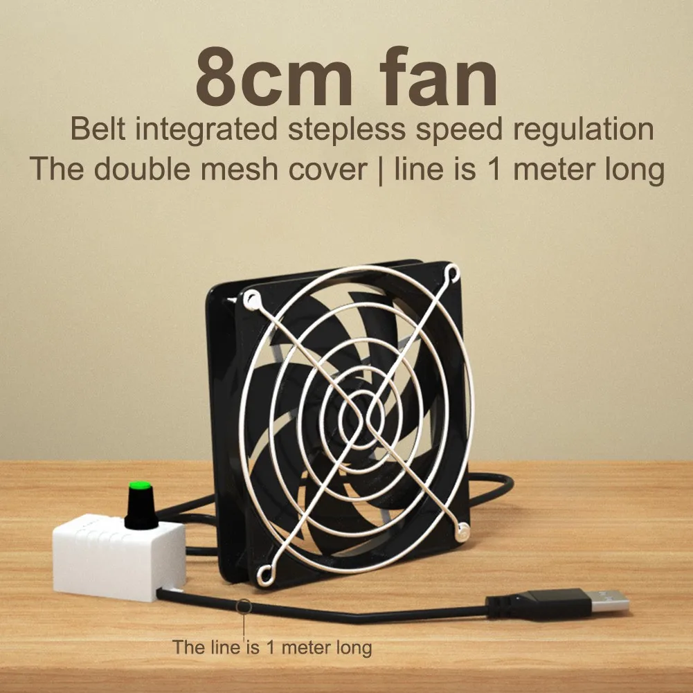USB 5V Adjustable For Exhaust Fan 8cm 12cm Black Plastic Deodorizing Ventilation For Chicken Range Hood Pet House