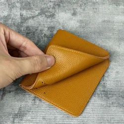 Casual Leather Wallet for Men Top Layer Cowhide Short Style Simple Design Soft Leather Bifold Card Holder Korean Style