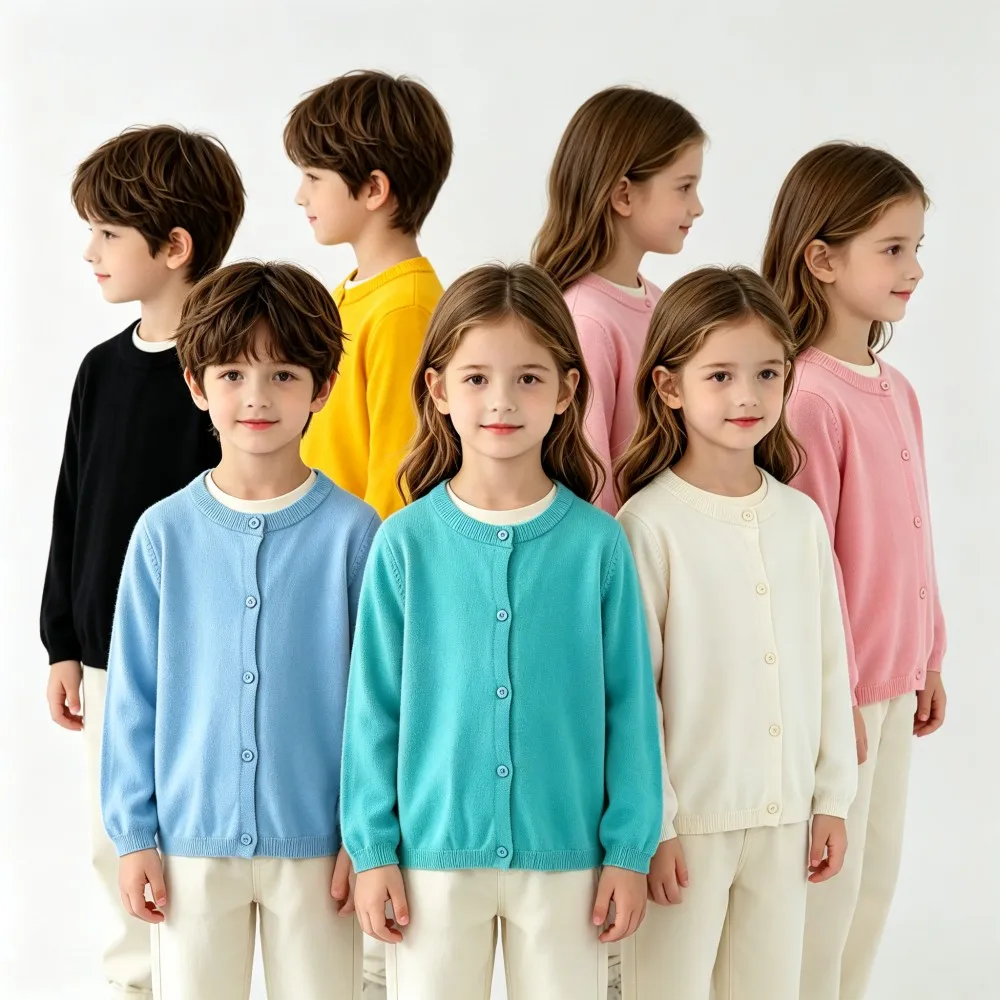 Kids Knit Cardigan Solid Candy Color Button Down Sweater Boys Girls Soft Knitwear Long Sleeve Casual Outerwear Girls Swetaers