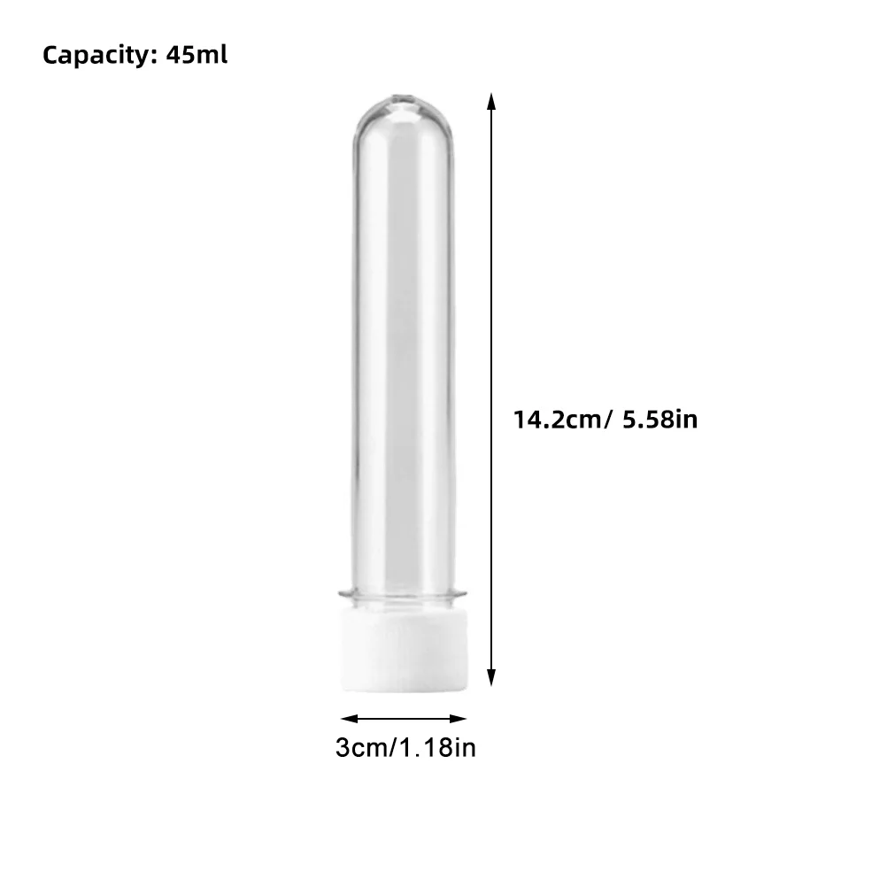 뚜껑이 있는 투명 캔디 보관 튜브 테스트, 휴대용 투명 플라스크, 10 개