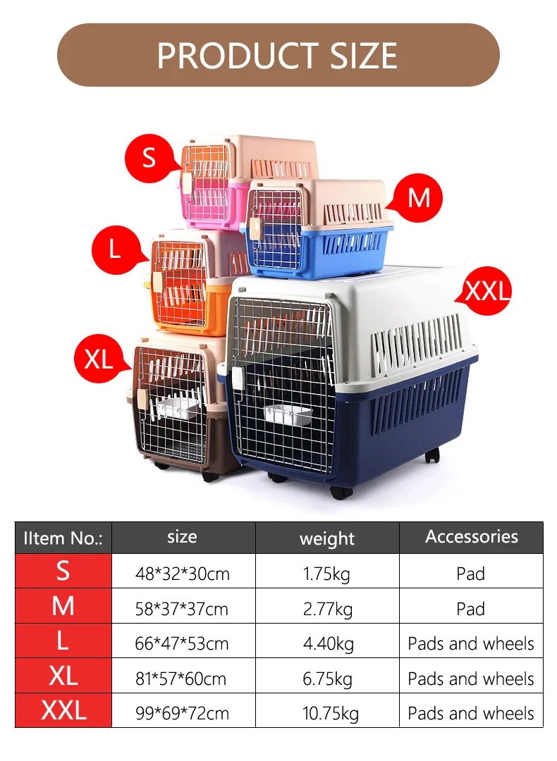 airline transport tray plastic cat box Luxury large kennel on wheel Black pet travel carrier cage Tall heavy dog crate