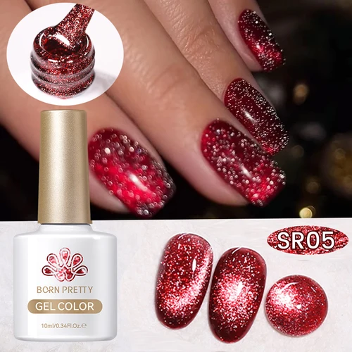 Imagen 2 del producto BORN PRETTY 10ml Gel magnético de gato reflectante súper brillante brillo rojo plata remojo UV LED Gel barniz para decoración de uñas