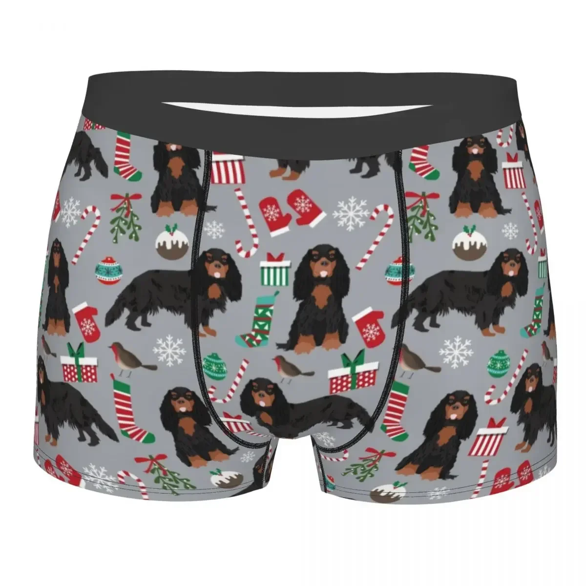 Custom Cavalier King Spaniel Christmas Gifts Underwear Male Printed Pet Dog Boxer Briefs Shorts Panties Soft Underpants