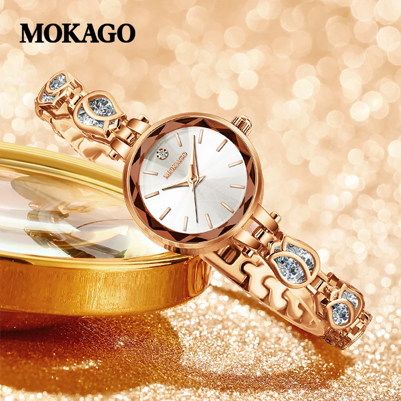 MOKAGO 8147 nuevos relojes de cuarzo a la moda para mujer, reloj sencillo, pulsera elegante resistente al agua, reloj de pulsera para mujer