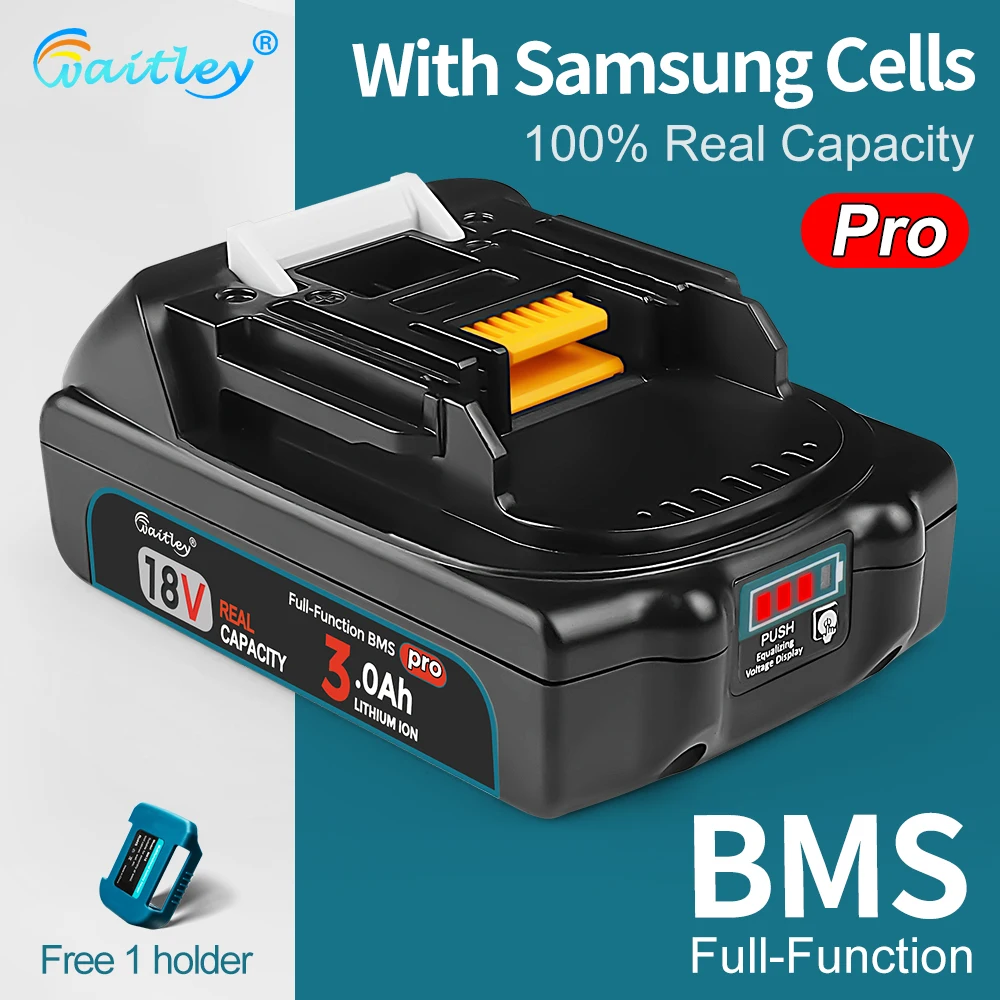 Waitley Battery Pro для электроинструментов Makita 18 В, аккумуляторные батареи с элементами Samsung/сменные аксессуары BL1830