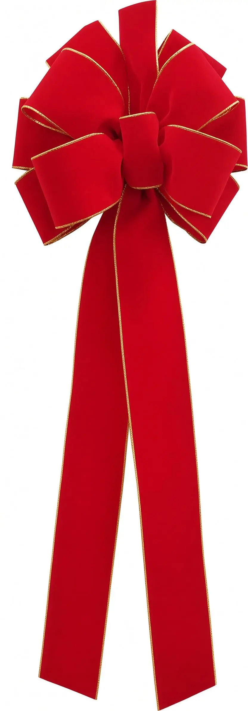 4-Pack 15x44 Red Velvet Gold Wired Edge Christmas Bows