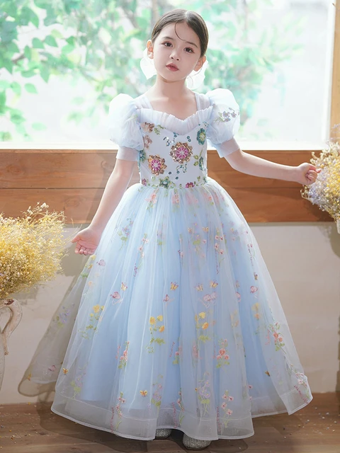 Embroidery Flower Girl Dresses for Weddings Perspective sexy Formal Prom Tuxedo Dress for Girl Kids vestidos de fiesta de noche AliExpress