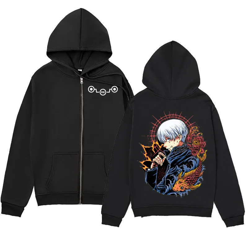 

Hot Sale Jujutsu Kaisen Anime Merch Zipper Hoodie Fashion Vintage Zip Up Jacket Pullovers Men Women Casual Oversized Sweatshirts