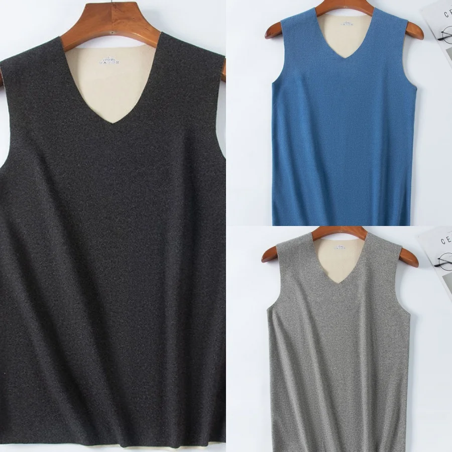 

3 Pcs Double Sided Warm Velvet Vest For Mens Winter Underwear Men Sleeveless Vest Men's Winter Thermal Underwear Male Vest 4XL