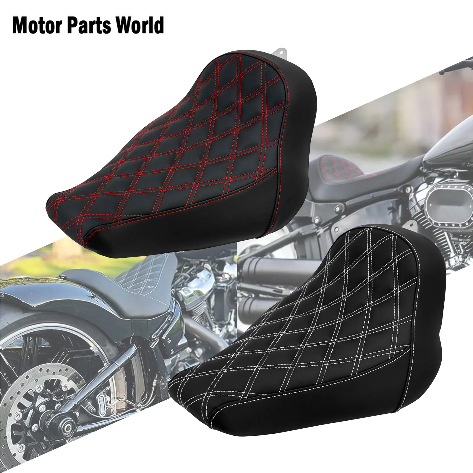 

Motorcycle Driver Solo Seat PU Leather Diamond Cushion For Harley Softail Fat Boy Breakout FLSTF FXBRS 2018-2020 2021 2022 2023