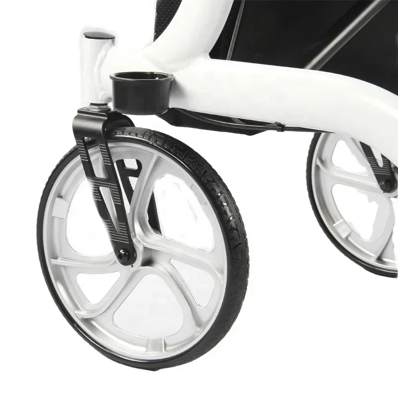 Vierrädriger, gehender Rollator aus Aluminiumlegierung für ältere Menschen, höhenverstellbarer, multifunktionaler Trolley für Behinderte