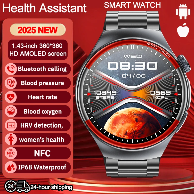 

New Nursing level High-Precision Laser Detection Smart Watch Men HRV Blood Pressure Heart Rate NFC HD Call Health Sports Watches