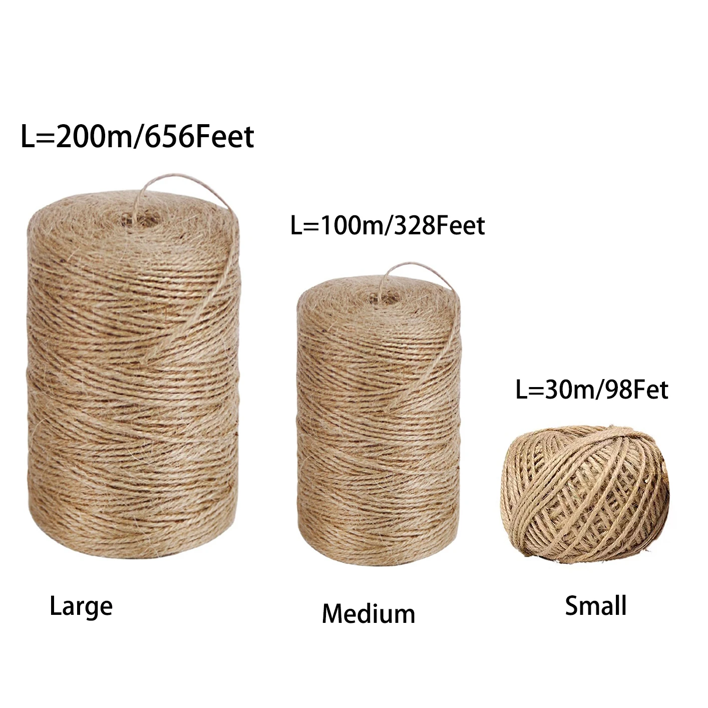 1Roll 1.5mm x 98.4/326/656ft Garden Twine Strong Natural Jute 98.4 Feet Long Brown Twine for Gardening Tomato Climbing Plant Tie