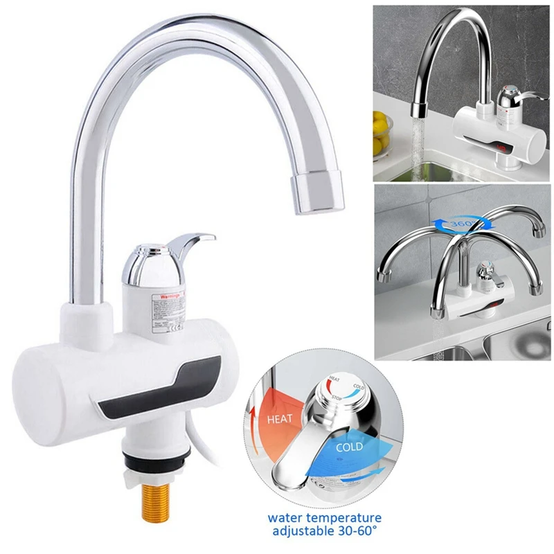 1 Piece Electric Kitchen Hot Water Faucet Heater Tap Cold Heating Faucet Tankless Water Heater EU Plug