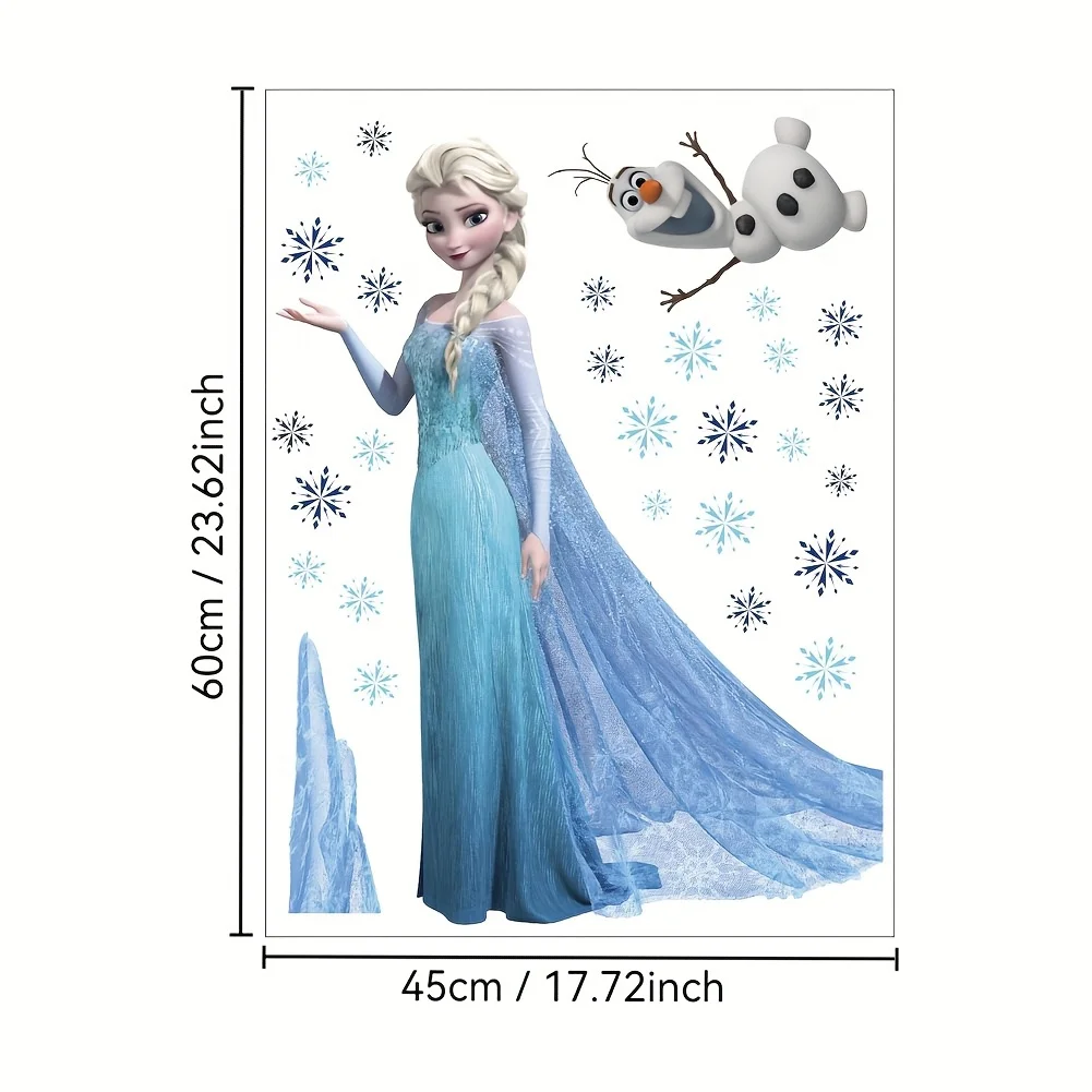 1 ملصق حائط للأميرة إلسا فروزن - نمط كرتوني متألق، مع رقاقات ثلجية، ذاتي اللصق، مثالي لتزيين غرفة النوم، يوصى به للأسطح المعدنية