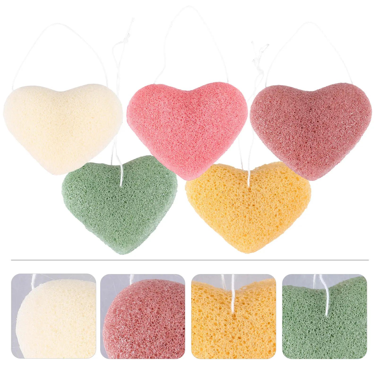 Éponge nettoyante pour le visage, 5 pièces, pour un nettoyage en profondeur des pores, exfoliation, éclaircissement de la peau, outil réutilisable pour le lavage du visage et le démaquillage