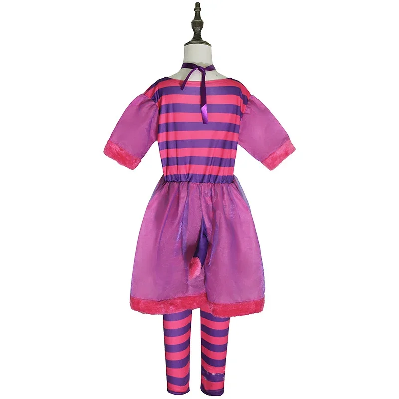 Pink And Purple Wonderland Child Cute Alice Cat Animal Halloween Fancy Dress Up Girls Cheshire Cat Costume