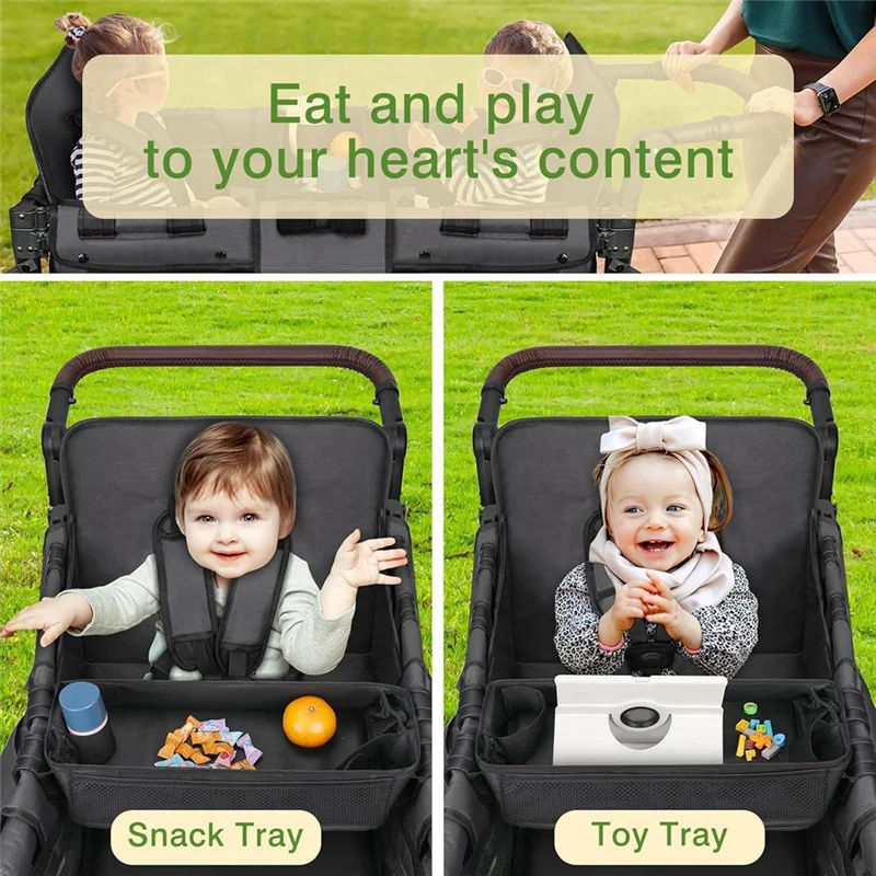 

ABJL-Tray For Stroller Stroller Cup Holder Organizer Tray For Snacks Waterproof Faux Leather Side Cup Holders & Mesh