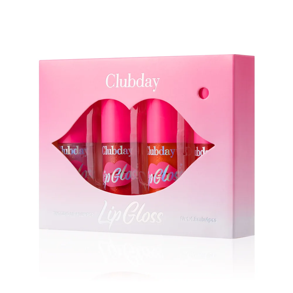 Set di oli per labbra da 4 pezzi Finitura lucida idratante con formula idratante luccicante per kit essenziale per la cura delle labbra da donna a lunga tenuta